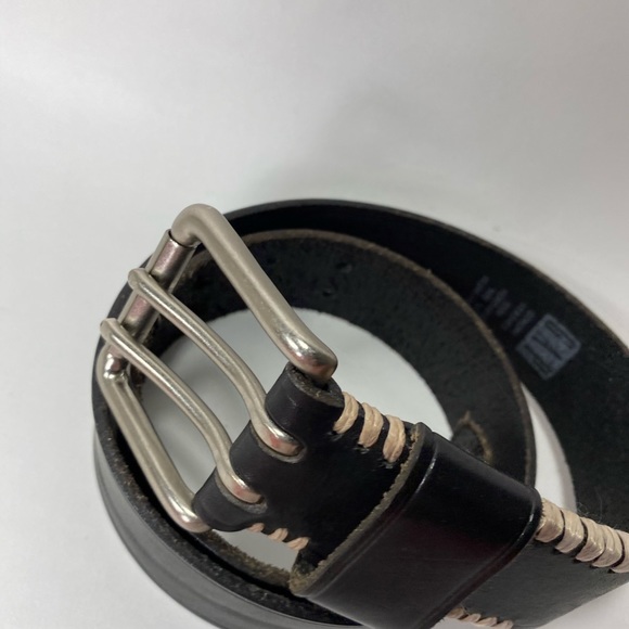 Gap Black Double Buckle Leather Belt 30 - Picture 3 of 9